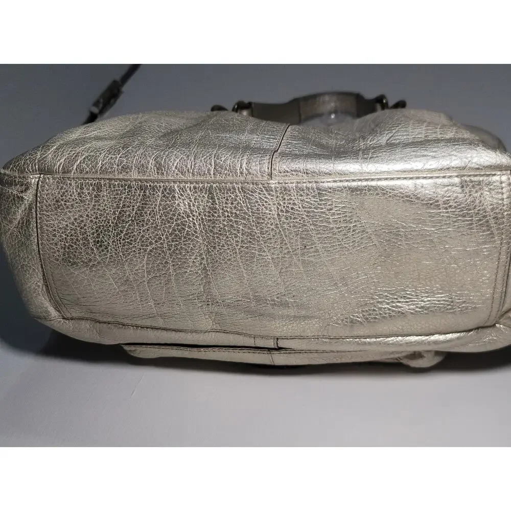 Coach Y2K Soho Courtney Dome Satchel metallic gold leather w/ whipstitch